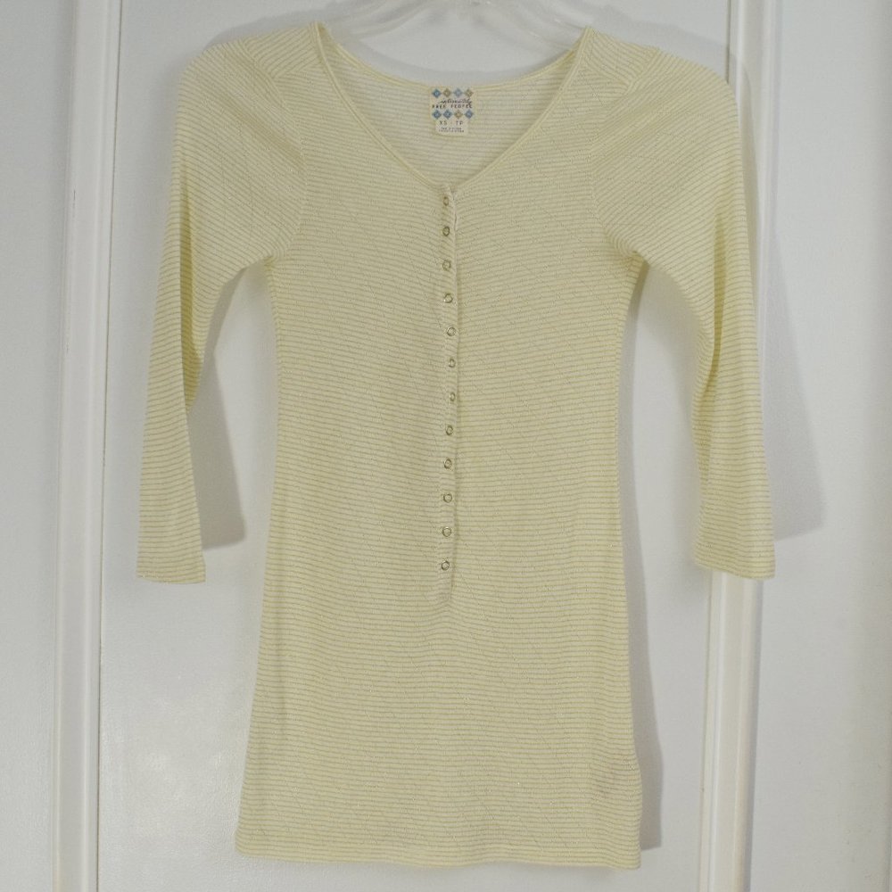 Intimately Free People Lurex Henley Thermal Top Women XS Balletcorp Casual